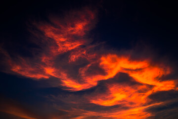 The high angle background of the city view with the secret light of the evening, blurring of night lights, showing the distribution of condominiums, dense homes in the capital community