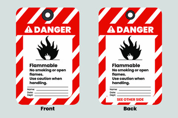 Danger Flammable No Smoking Or Open Flames. Use Caution When Handling. Eps 10 vector illustration.