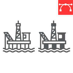 Oil platform line and glyph icon, gas rig and industry, oil platform vector icon, vector graphics, editable stroke outline sign, eps 10
