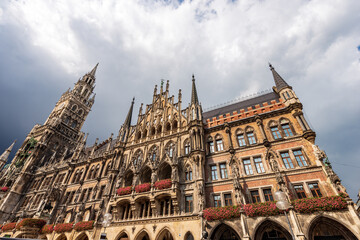 The New Town Hall of Munich. Neue Rathaus, XIX century neo-Gothic style palace in Marienplatz, the...