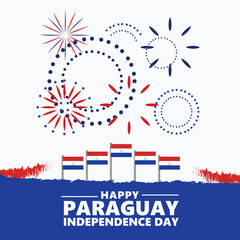 Naklejka premium Paraguay independence day vector illustration with fireworks.