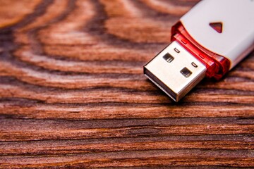 USB flash card with white color close-up
