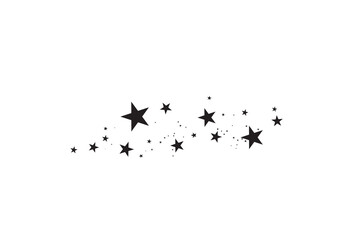 Stars on a white background. Black star shooting with an elegant star.Meteoroid, comet, asteroid, stars.