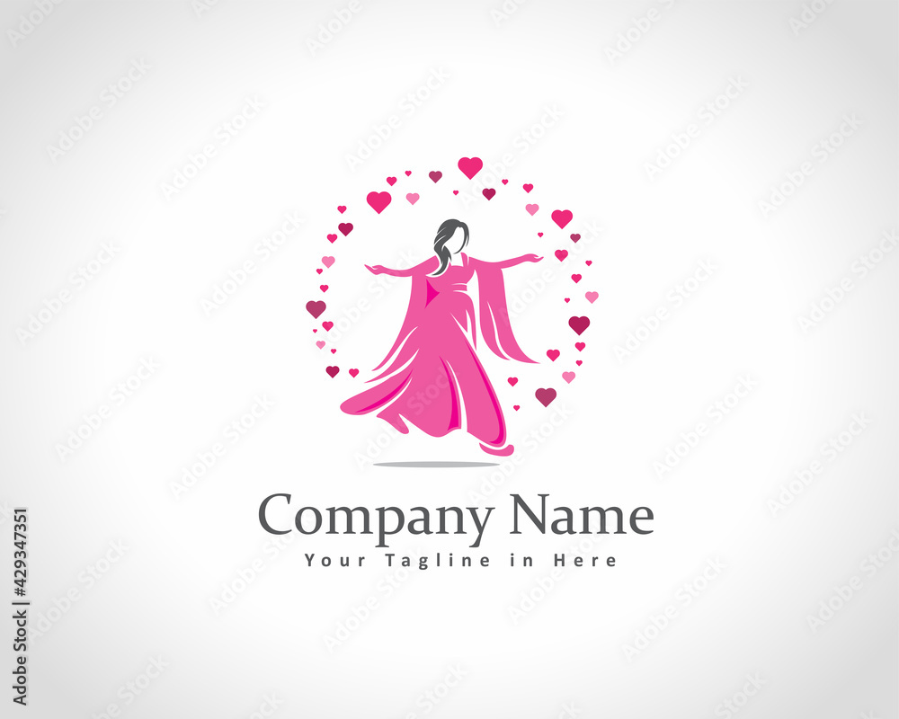 Wall mural circle women fun love heart fashion logo design illustration