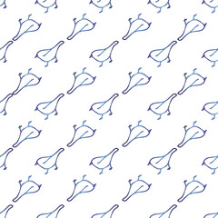 Vector white background birds silhouette seamless pattern. Blue tit, Purple Finch, Seamless pattern background
