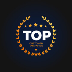Top Customer Satisfaction Shopping Vector Label