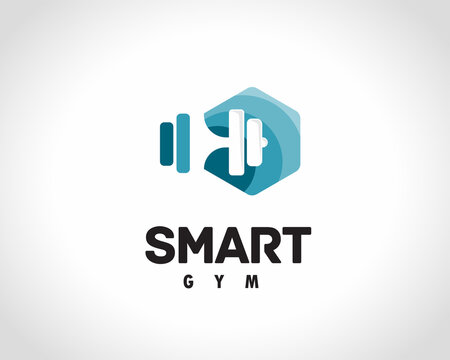 abstract simple barbell fitness gym logo symbol design illustration