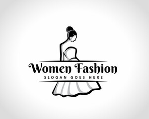 minimalistic drawing art women's fashion logo design illustration