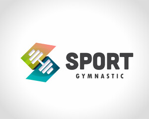 S initial barbell fitness gym logo design illustration