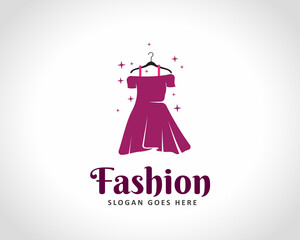 hanger women dress shop logo design illustration