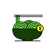 noodle price Illustration. modern simple vector icon, flat graphic symbol in trendy flat design style. wallpaper. lockscreen. pattern. frame, background, backdrop, sign, logo.