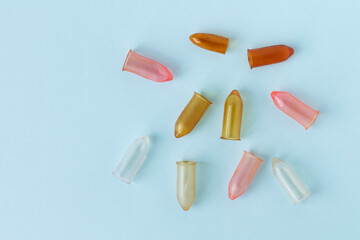 Special rubber caps for nail clippers. Close-up. Space for text