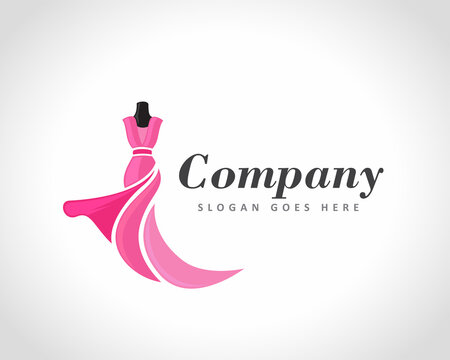 women dress beauty fashion shop logo design illustration