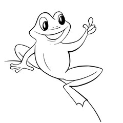 Close-up of a frog on a white background. Contour drawing, vector graphics.