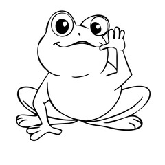Close-up of a frog on a white background. Contour drawing, vector graphics.