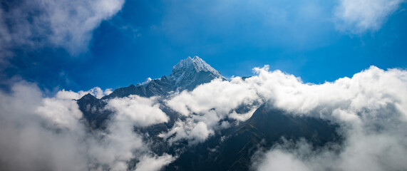 Mountain peak in the Himalayas near Mount Everest