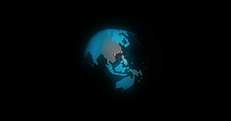 Global Communication Concept, The Earth Rotating With Node The Blue Marble. Earth Rotating Animation Social Future Technology Abstract. And Line connection. Futuristic And Technology Concepts.