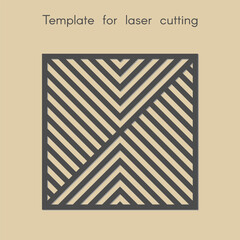 Template for laser cutting. Stencil for panels of wood, metal. Geometric pattern. Square background for cut. Vector illustration. Decorative stand.