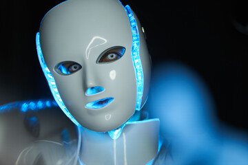 Portrait of futuristic robot. Concept of future technology.