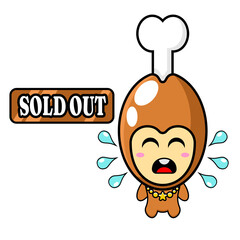 a sold out mascot cartoon character vector illustration of chicken thighs, perfect for advertising or promotion