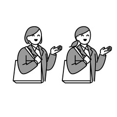 バッグを持って案内をするイラスト素材