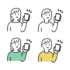 スマホを持つ人イラスト素材
