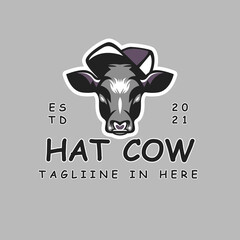 hat cow logo vector illustartion for your farm