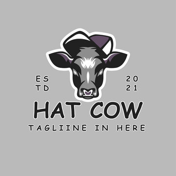 Hat Cow Logo Vector Illustartion For Your Farm