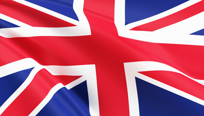 Waving the flag of United Kingdom. Union Jack 3D illustration.