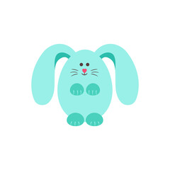 Vector image of a cute blue (turquoise) rabbit egg. Image of a character for Easter, decorating cards, posters, congratulations.