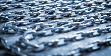 Chrome metal chain. Heavy steel