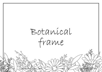 Botanical frame illustration. Invitation or greeting card templates (white background, vector, cut out)