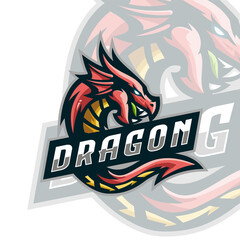 Dragon head logo illustration for esport template team