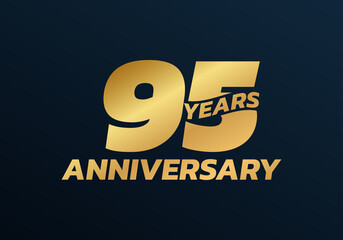 95 years anniversary logo design. 95th birthday celebration icon or badge. Vector illustration.