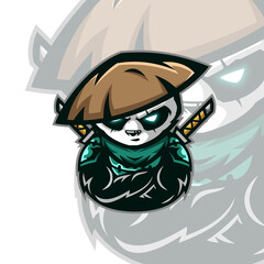 Fototapety  panda samurai mascot esport logo design