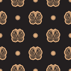 Seamless dark pattern with butterflies. Baroque patterns. Good for menus, postcards and backgrounds. Vector illustration.