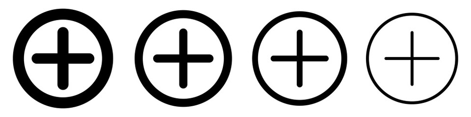 More icon. Set of plus icons. Vector illustration.