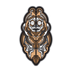 Maori mask print. Polynesian mask. Samoa and Hawaii patterns. Corporate style. Vector illustration.