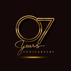 7 Years Anniversary Logo Golden Colored isolated on black background, vector design for greeting card and invitation card