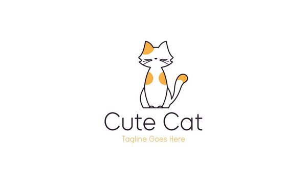 Cute cat pet shop logo design