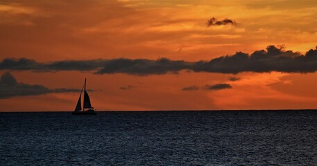 sailboat at sunset