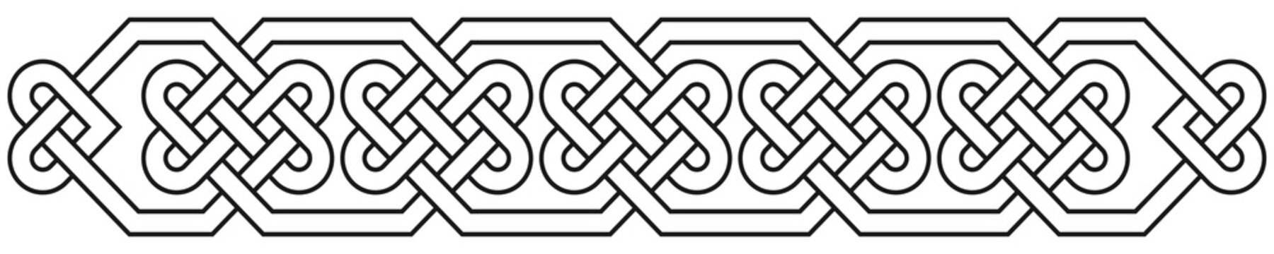 Celtic knot band. Linear border made with Celtic knots for use in designs for St. Patrick's Day.