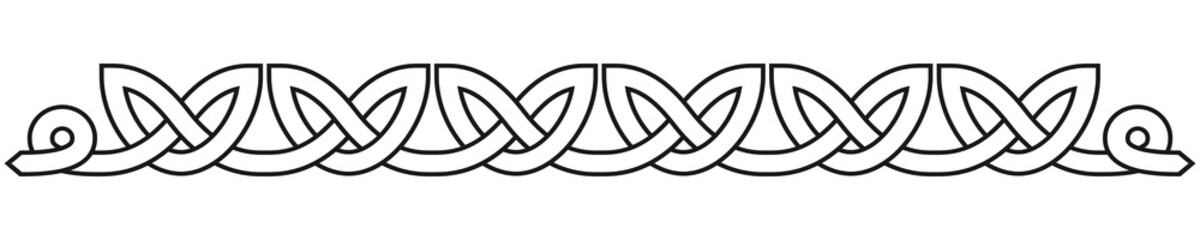 Simple Celtic knot border, with shadows. Linear border made with Celtic knots for use in designs for St. Patrick's Day.