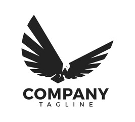 Simple eagle logo design. Black vector illustration.