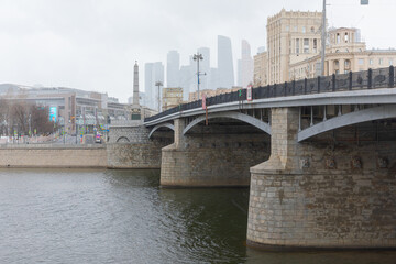View on the Moscow River and City. Near the Borodinsky bridge.