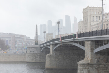 View on the Moscow River and City. Near the Borodinsky bridge.