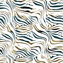 Abstract diagonal wavy striped seamless pattern Zebra print, animal skin, tiger stripes, line background. Trendy texture.