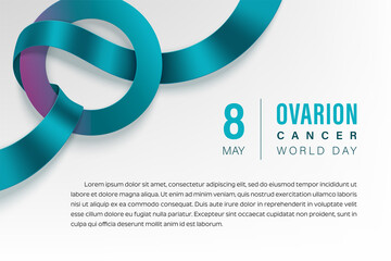 Ovarian cancer world day background with ribbon