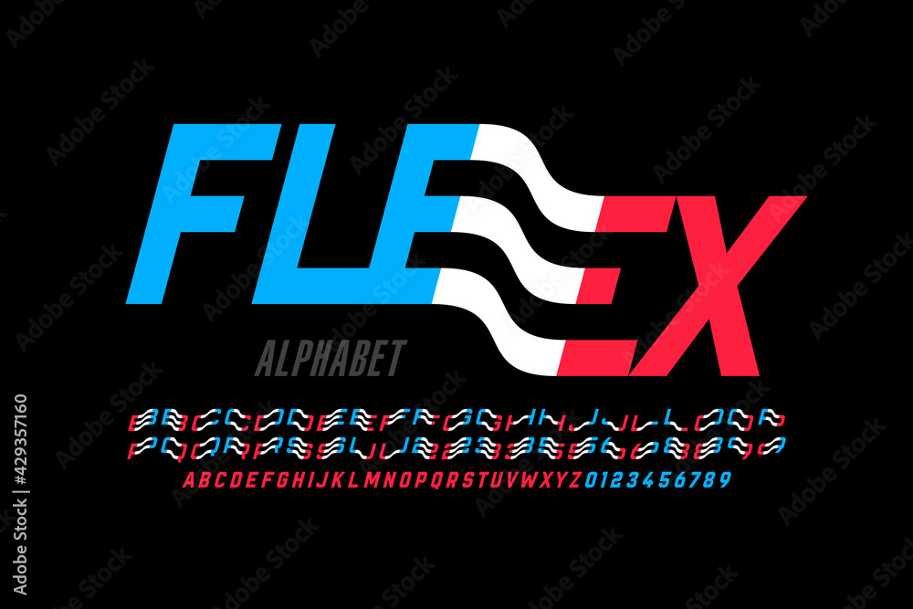 Fototapete modern font design with some alternate letters, alphabet and numbers