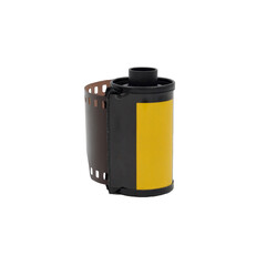 A roll of 135 film or 35 mm film for color prints isolated on white background with clipping path.